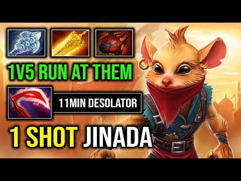 WTF 11Min Desolator Instant 1 Shot Jinada 100% Annoying Gank with Radiance Bounty Hunter Dota 2