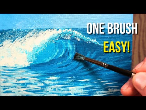 Easiest Ocean Wave You’ll Ever Paint | Acrylic Tutorial