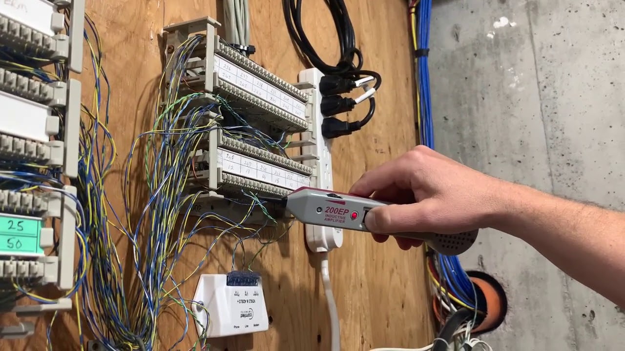 Using the Toner Wand in the communication room to find a wire