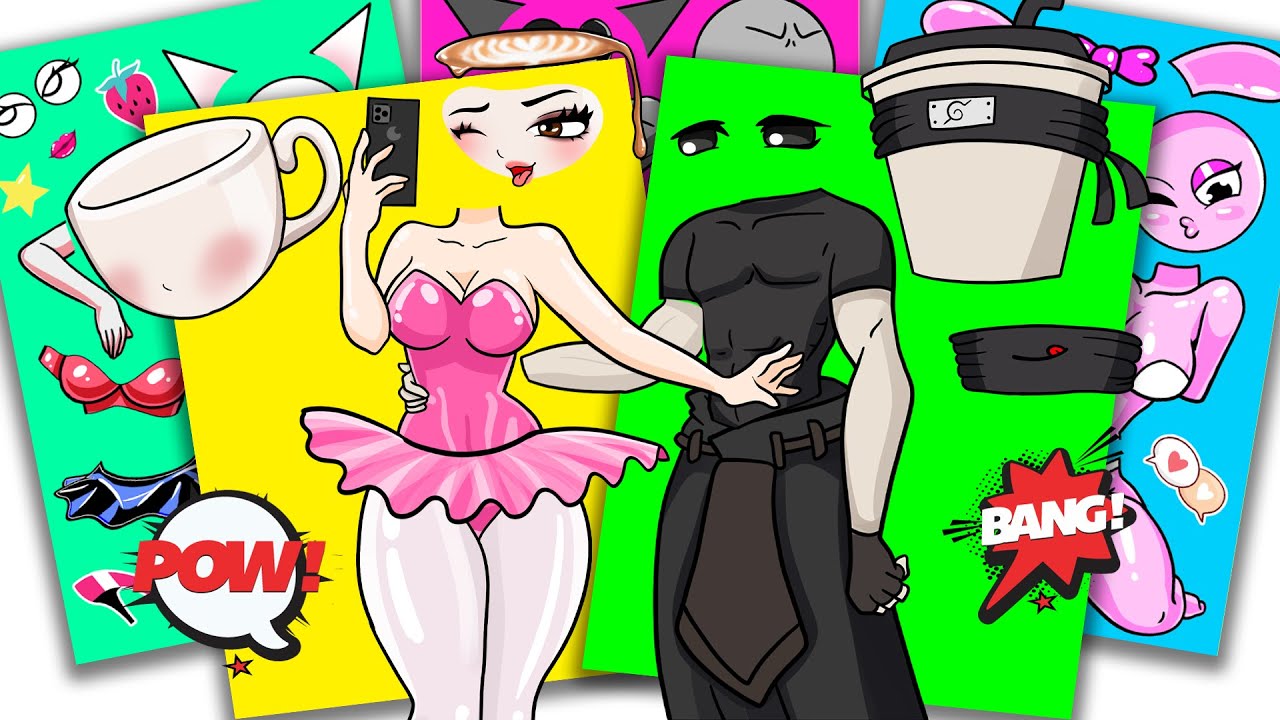 [Paper DIY] Ballerina × TungTung ×2, Ballerina × Assassino – Brainrot Sexy Couple  🤯 | Sticker Book