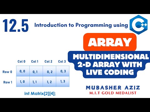 Cs201 Short Lecture 12 5 Multidimensional Array 2 D Array Nested Loop Easy Coding Example