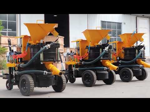 Shotcrete machine for wet and dry concrete spraying and conveying