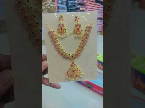 Brass golden bridal imitation necklace set
