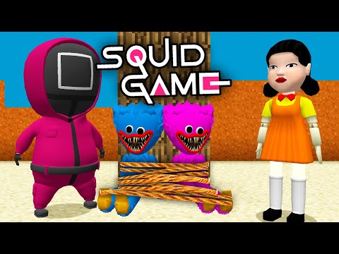 SQUID GAME DOLL CATCH HUGGY WUGGY FAMILY in MINECRAFT GREEN LIGHT 오징어 게임 - Gameplay