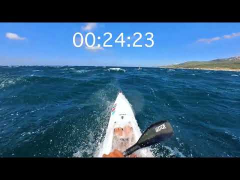 1 MINUTE DOWNWIND SURFING IN A SLOW SURFSKI