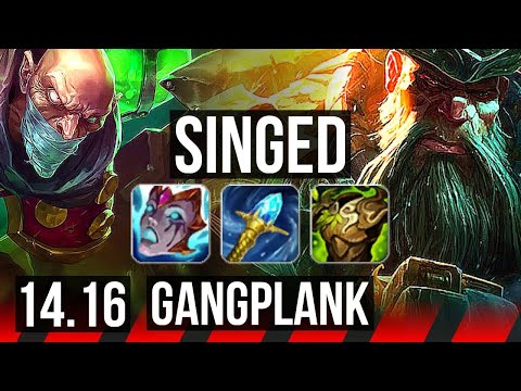 SINGED vs GANGPLANK (TOP) | 5/1/6, 1400+ games, Rank 9 Singed | EUW Master | 14.16