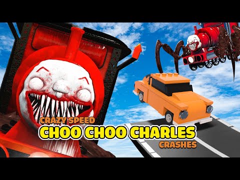 [4K] Big & Small Choo Choo Charles car speed crashes  – BeamNG