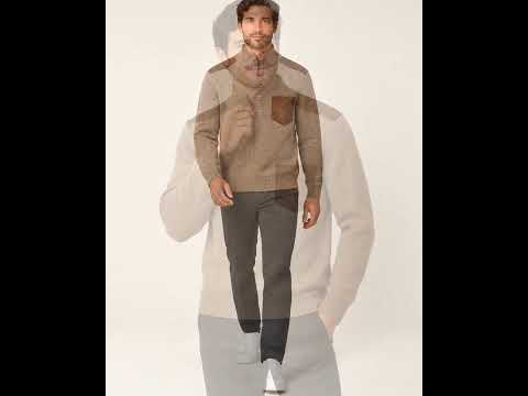 Men’s Cotton Contrast Pocket Half Zip Pullover video 3