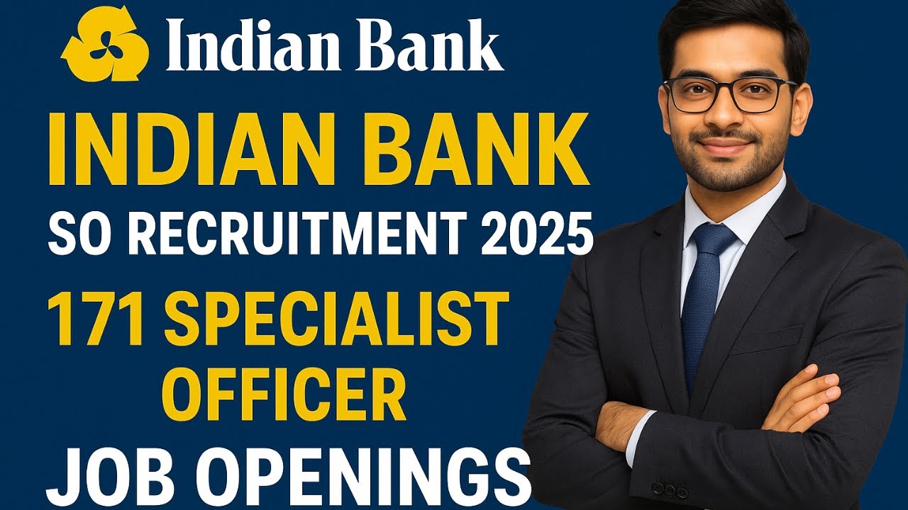 🟡 Indian Bank SO Recruitment 2025 | 171 Specialist Officer Vacancies | Apply Online Now 🏦✨