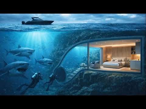 This man Built a SECRET HOUSE inside an UNDERWATER CAVE — Building a house in the open sea (ASMR)