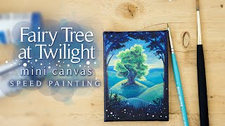 Fairy Tree at twilight - acrylic illustration speed painting