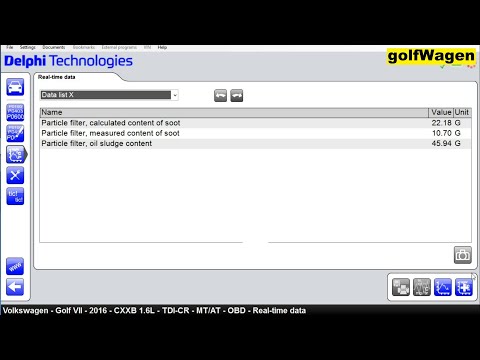 Delphi DS150e clogging of the DPF filter check /soot,oil ash/ VW Golf 7