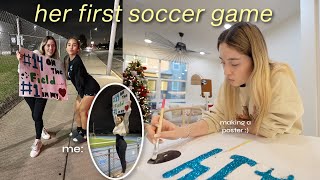 Surprising my sister at her soccer game | making a poster, thunderstorm, cheering