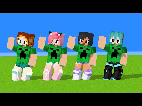 new shuffle dance aphmau, miku, kim and kc friends - minecraft animation #shorts