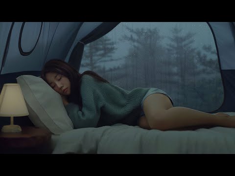 The rain fell outside on the tent! Sound of rain in the tent in the forest with thunder for a sleep