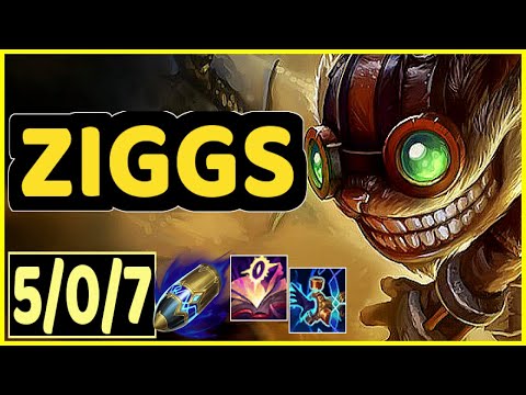 ZIGGS VS GANGPLANK - 5/0/7 KDA MID GAMEPLAY CHALLENGER I