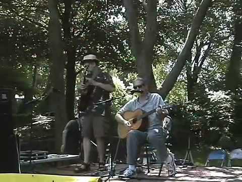 Songwriter Will Diehl at the Rockport Acoustic Festival on acoustic guitar with John Hicks