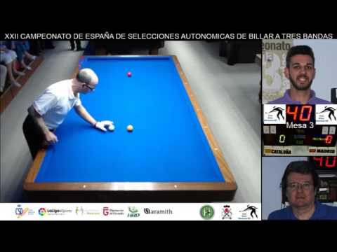 Final XXII Campeonato de Selecciones Autonómicas billar 3 bandas. Cataluña-Madrid Mesa 3