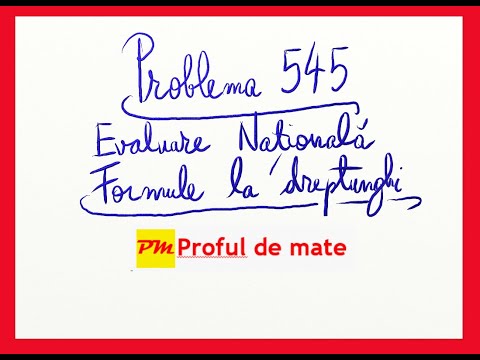 Problema 545: Evaluare Națională: Formule la dreptunghi #profuldemate2020 #Bacalaureat #EN #mate