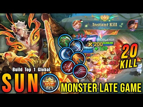 20 Kills!! No Boots Build Sun Monster Late Game!! - Build Top 1 Global Sun ~ MLBB