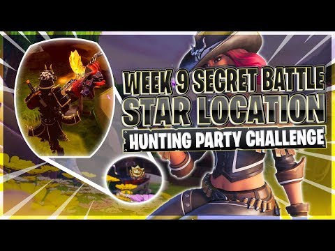 SECRET BATTLE STAR LOCATION WEEK 9 SEASON 6! - Fortnite: Battle Royale (Hunting Party Challenge)