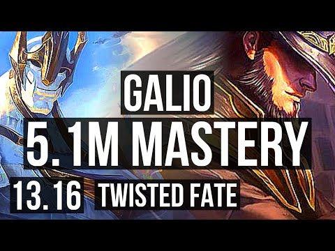 GALIO vs TWISTED FATE (MID) | 5.1M mastery, 3/1/12, 1700+ games | KR Master | 13.16
