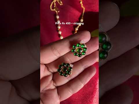 Premium #Kemp stone necklace with earrings #rupikaindia #southbride #kempstonejewellery #dailyshorts