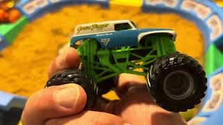 @MonsterJam trucks in arena with sand