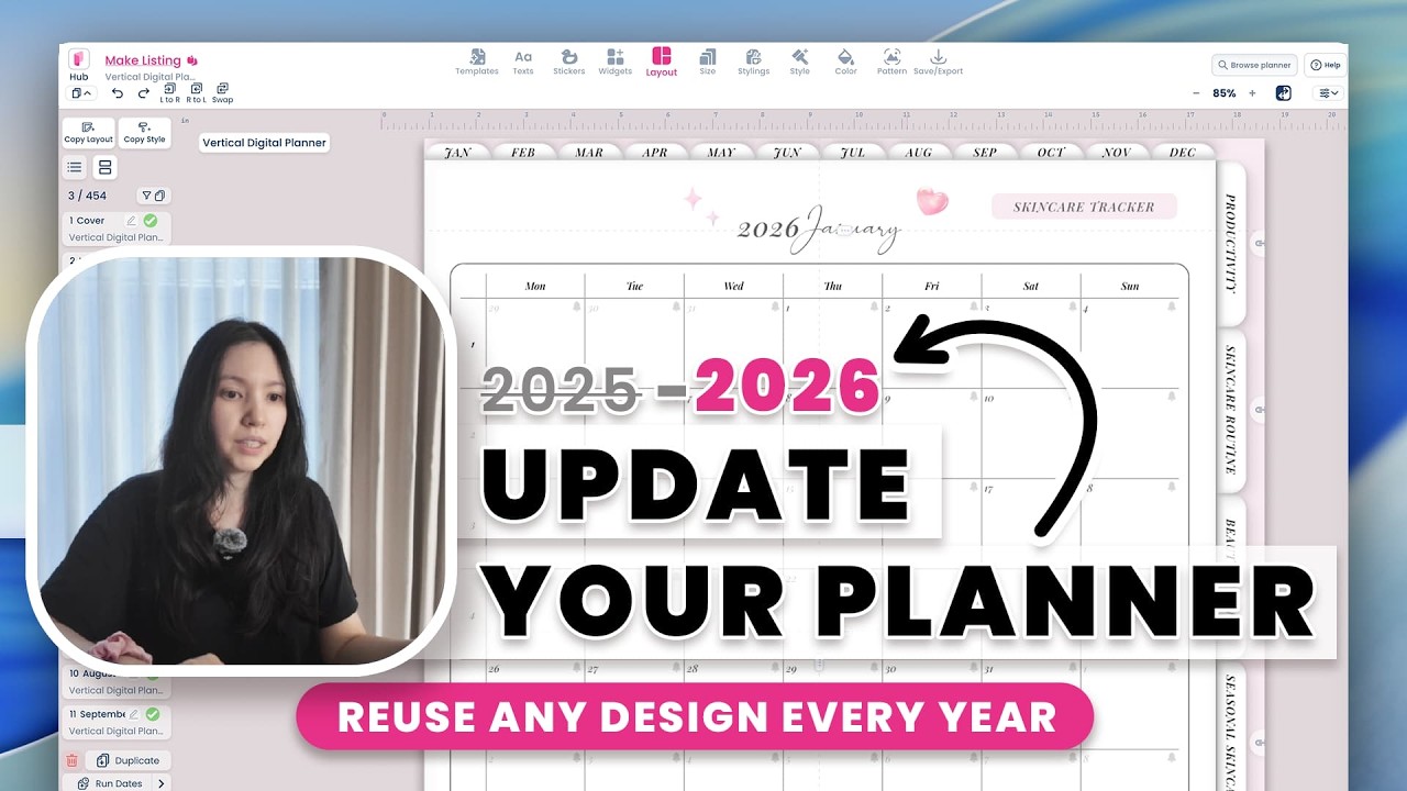 How to Update Your Planner to 2026 in Planify Pro — Reuse Any Design Every Year