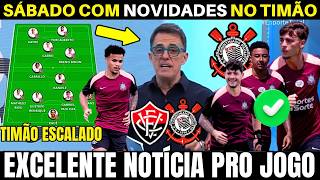 CORINTHIANS TERÁ ÓTIMAS NOVIDADES NA ESCALAÇÃO PRO CONFRONTO CONTRA O VITÓRIA PELO BRASILEIRÃO.