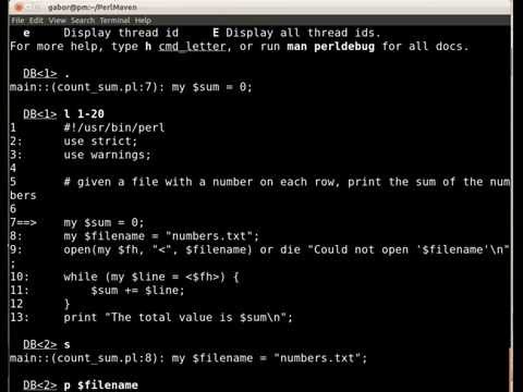 Beginner Perl Maven tutorial  3.12 - Debug the sum of numbers script