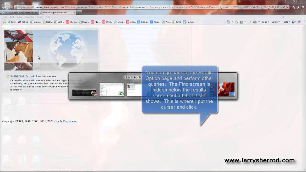 SYS Setting Profiles, Oracle Applications Training