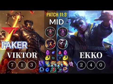T1 Faker Viktor vs Ekko Mid - KR Patch 11.3