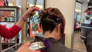 Short Wedge Haircut.  Haircut with scissors and clippers