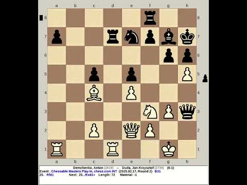Demchenko, Anton vs Duda, Jan Krzysztof | Chessable Masters Play In 2025, chess com INT