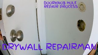 How to repair door knob hole in wall - Step by step drywall repair - patching hole in wall