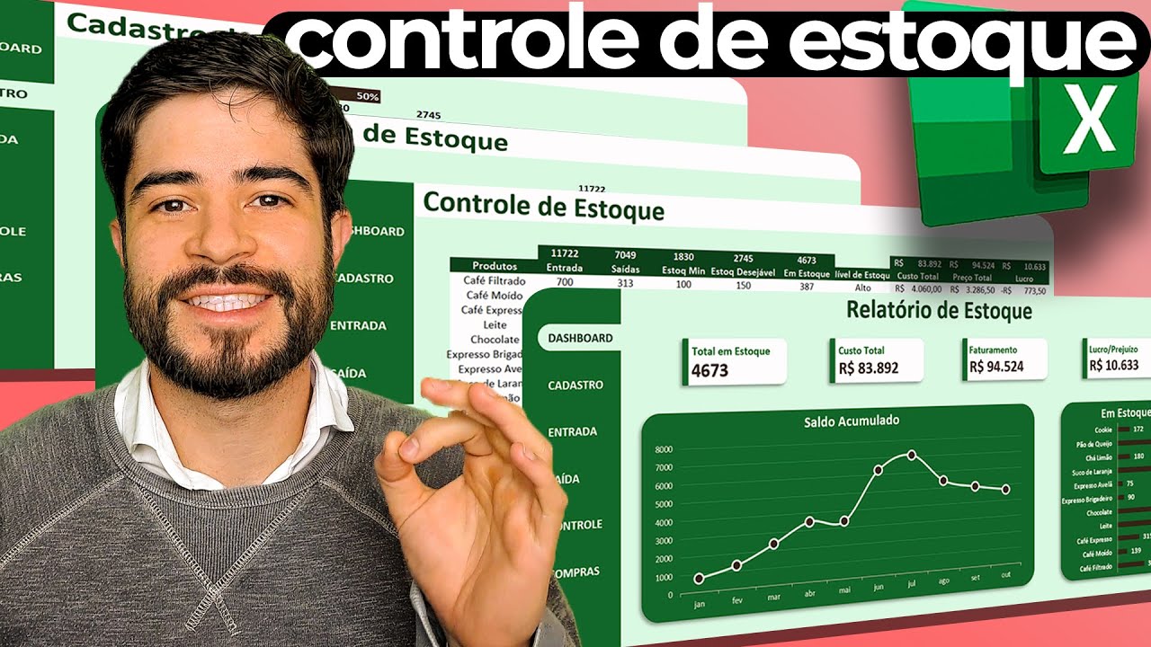 Planilha de controle de Estoque no Excel Sistema COMPLETO