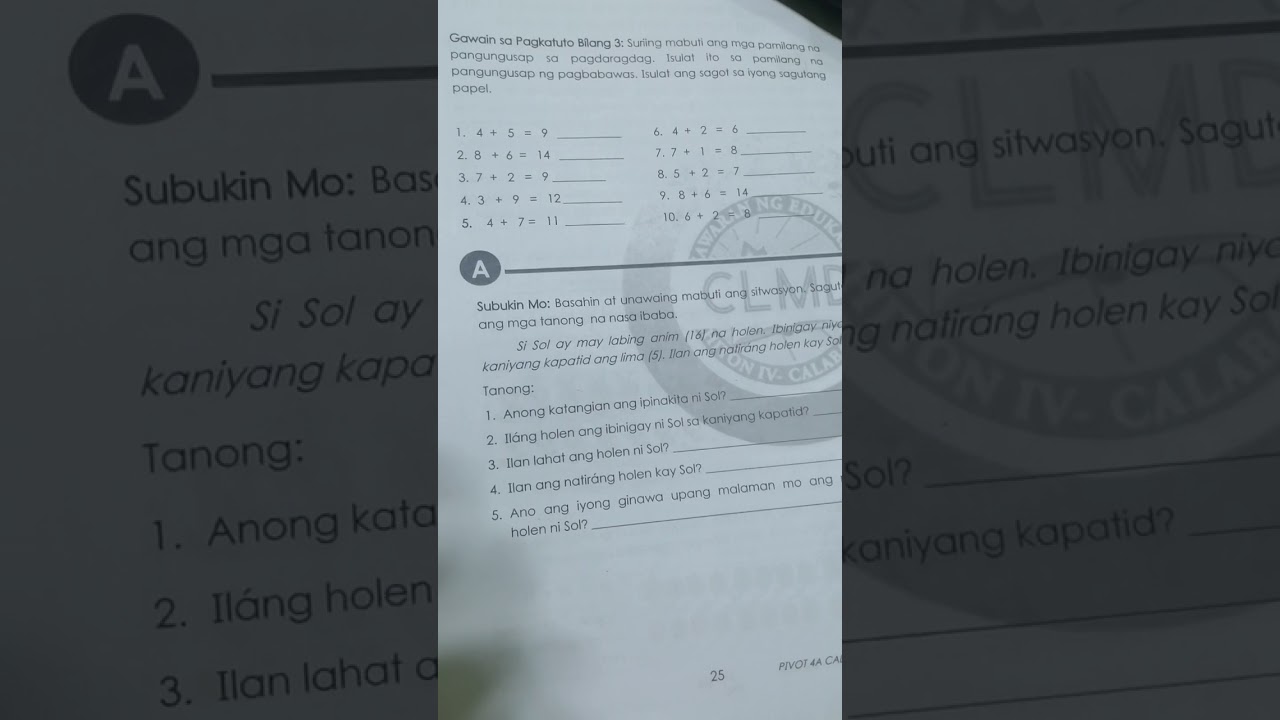 Pamilang na pangungusap sa pagdaragdag