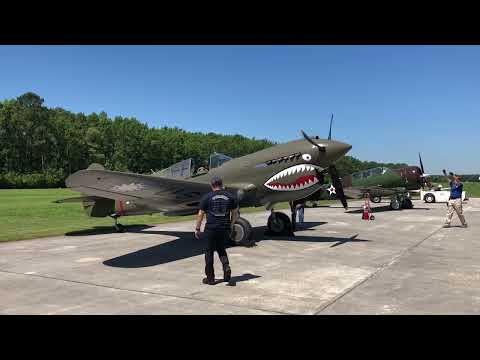 Curtiss P-40 Warhawk start-up and take off | Military Aviation Museum
