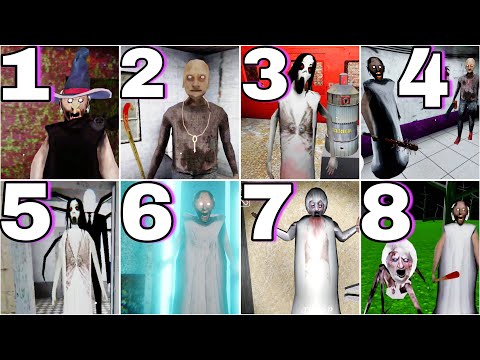 Granny 1 2 3 4 5 6 7 8 Full Gameplay | 3 Originals Followed By 5 Fangames