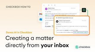 How to Create a Legal Matter From Email with Checkbox AI — Microsoft Outlook Demo