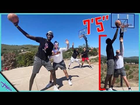 2v2 vs 7’5" GIANT Basketball Player! (and TrickShot H.O.R.S.E.)