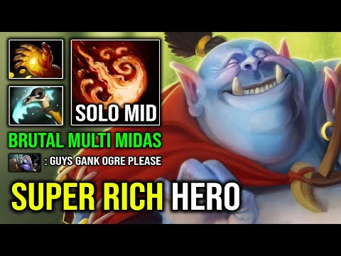 NEW 7.32e Solo Mid First Item Multi Midas Super Rich Ogre Magi Carry Dota 2