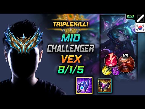 Challenger Mid Vex Build Luden's Tempest Electrocute - Vex Mid vs Gragas - LOL KR 13.6