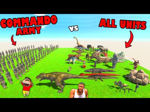 COMMANDO ARMY vs ALL UNIT in Animal Revolt Battle Simulator with SHINCHAN and CHOP