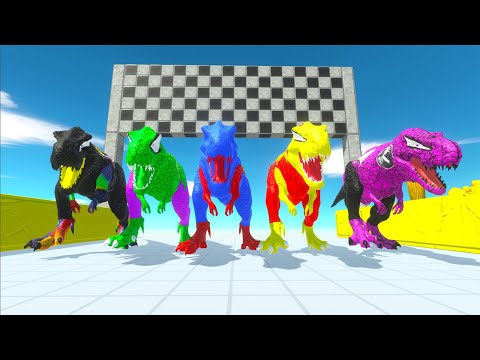 5 T-rex Marvel Super Heroes Dc Big Climb Champion Speed ​​Race - Animal Revolt Battle Simulator