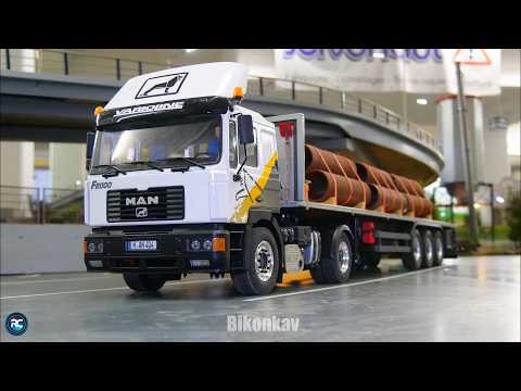 DETAILED MAN TRUCKS, CONSTRUCTION VEHICLES WORKING! MEGA REMOTE CONTROL TAMIYA VOLVO TOW TRUCK