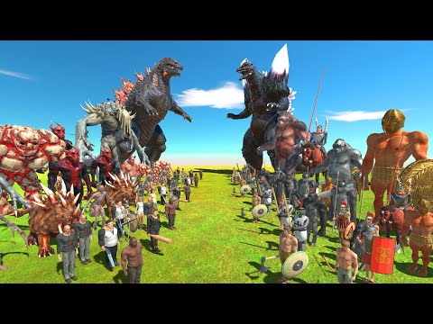 TEAM GOJIRA GODZILLA VS TEAM SPACE GODZILLA - Animal Revolt Battle Simulator