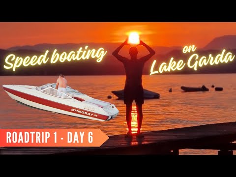 Watch us Speed boating on Lake Garda during this Beautiful Golden Hour!