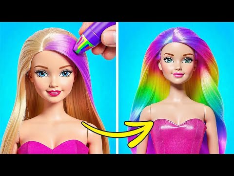 Barbie Wants Rainbow Hair! 🌈 Adorable Doll Makeover by 123 GO!